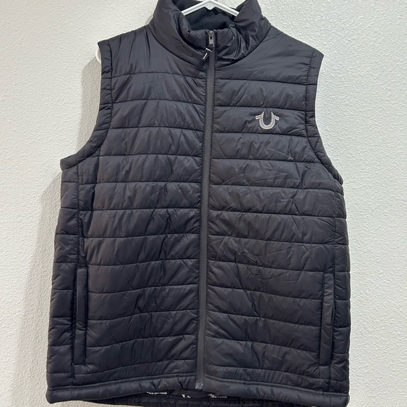 True Religion Men Black Puffer Outerwear Vest size Medium NWOT - Picture 1 of 8